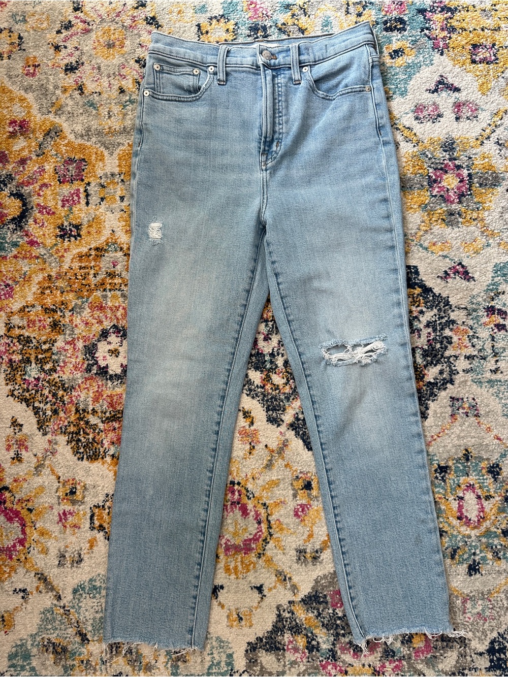 Madewell The Perfect Vintage Jean High Rise Distressed Raw Hem Light Wash 28
